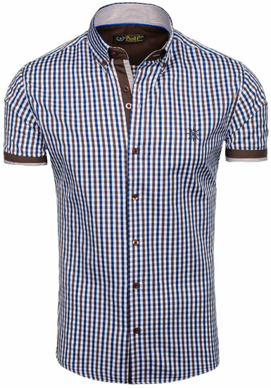 Camisa a cuadros de manga corta para hombre marrón Bolf 4510