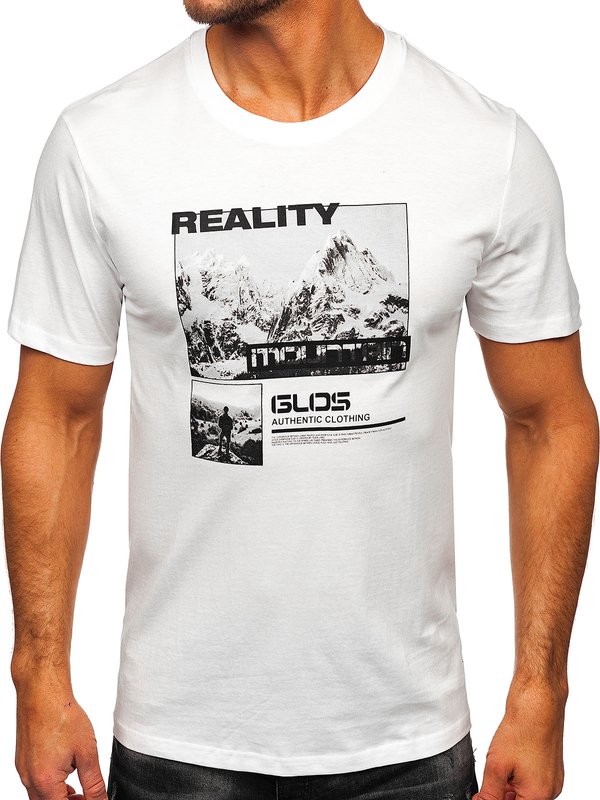 Camiseta estampada de algodón para hombre Blanco Bolf MPO3461