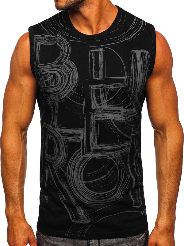 Camiseta estampada sin mangas color negro y grafito Bolf 14818