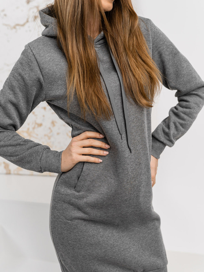 Sudadera larga con capucha para mujer grafito Bolf YS10005A1