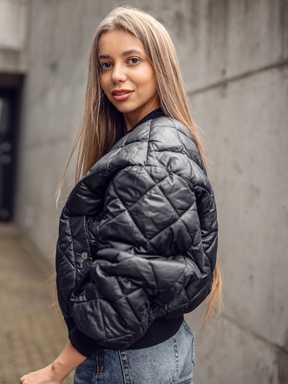 Chaqueta bomber acolchada para mujer negro Bolf J9089