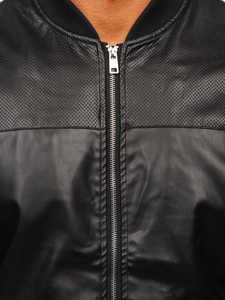 Chaqueta bomber de cuero para hombre negro Bolf 6705