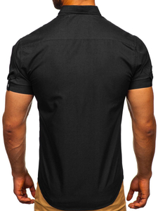 Camisa elegante de manga corta para hombre negro Bolf 5535