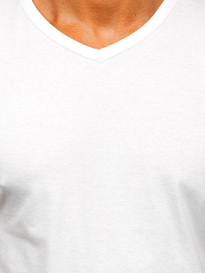 Camiseta blanca lisa con cuello en V para hombre Bolf 192131