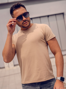 Camiseta para hombre sin estampado color beige Bolf 2005-91