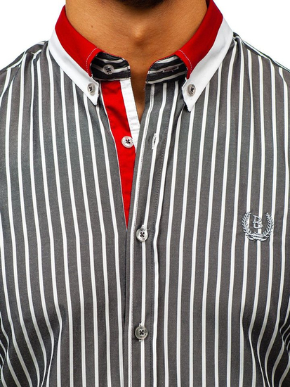 Camisa a cuadros de manga corta elegante para hombre gris Bolf 4501