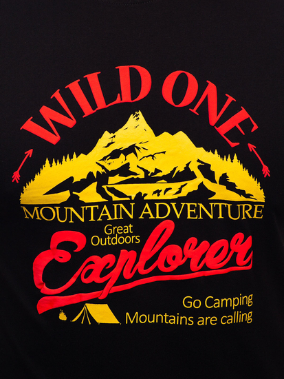 Camiseta estampada de algodón para hombre Negro Bolf MPO3484