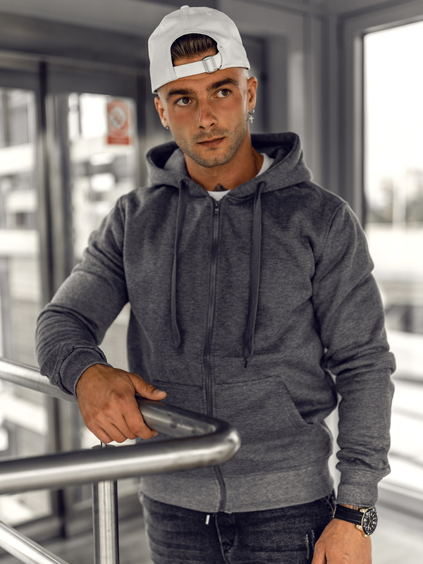 Sudadera con capucha para hombre antracita Bolf 2008A