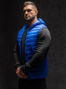 Chaleco acolchado con capucha para hombre azul cobalto Bolf LY36A1