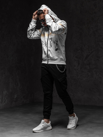 Sudadera abierta con capucha para hombre blanco Bolf 27B8125A1