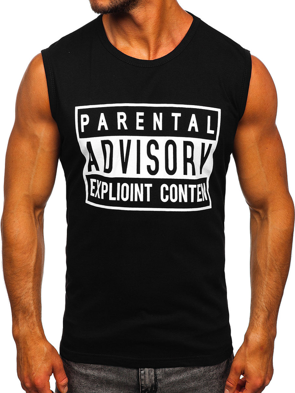 Camiseta estampada sin mangas color negro Bolf 14828