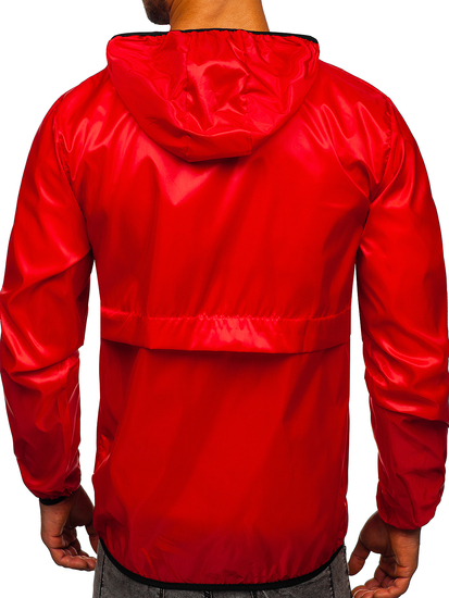 Chaqueta anorak deportiva de entretiempo con capucha para hombre rojo BOLF 5061