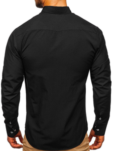 Camisa elegante con manga larga para hombre negra Bolf 5796