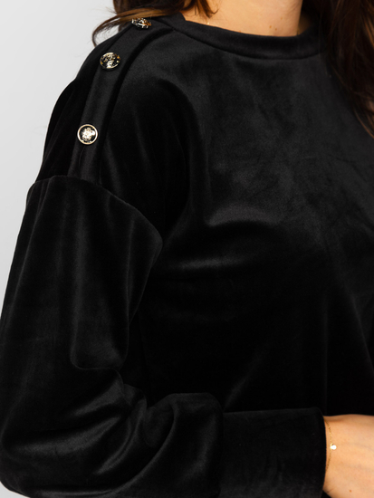 Chándal velour de dos piezas para mujer negro Bolf 642