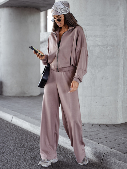 Chándal de dos piezas con cremallera para mujer color mantequilla capuchino Bolf 821109