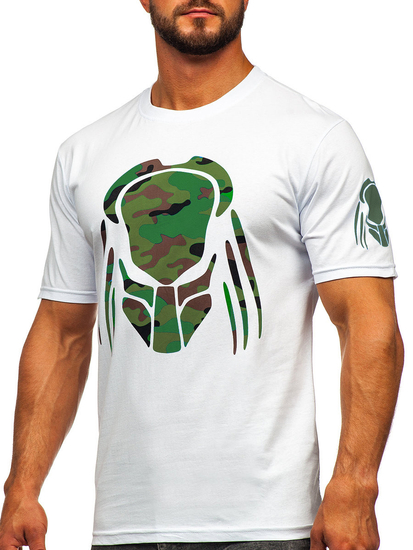 Camiseta de manga corta con aplicaciones para hombre blanco Bolf 192379
