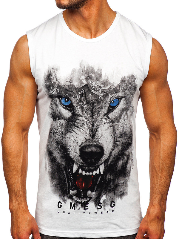 Camiseta estampada sin mangas color blanco Bolf 14824