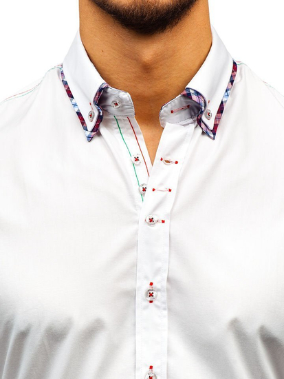 Camisa de manga larga elegante para hombre blanca Bolf 2701
