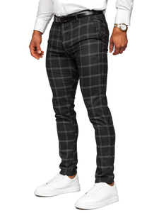 Pantalón chinos a cuadros para hombre grafito Bolf 0036