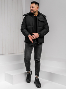 Chaqueta de invierno con capucha para hombre Negro Bolf 19M1292A1