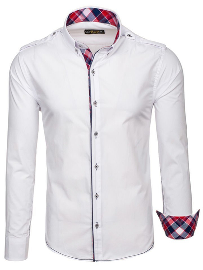 Camisa elegante de manga larga para hombre blanca Bolf 1758