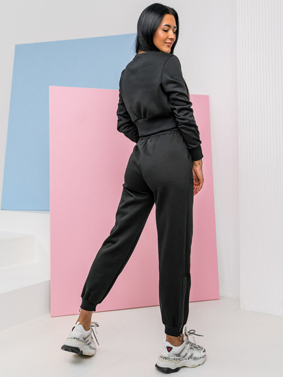 Conjunto de chándal oversize de dos piezas para mujer negro Bolf 8C78