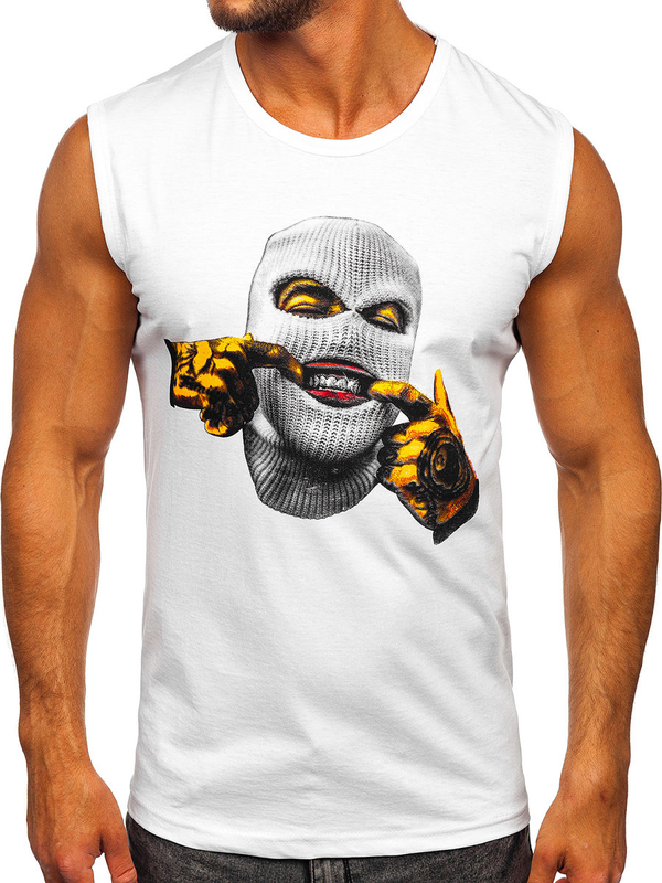 Camiseta estampada sin mangas color blanco Bolf 14811