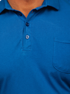Camiseta algodón de manga corta polo para hombre azul Bolf 143006
