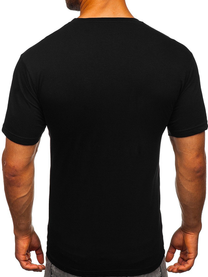 Camiseta de manga corta con estampado para hombre negro Bolf 142174