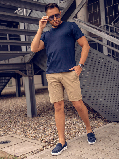 Camiseta lisa azul marino con cuello en V para hombre Bolf 192131A
