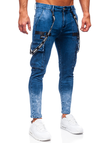 Pantalón vaquero cargo para hombre azul oscuro Bolf TF118