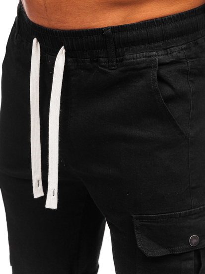 Pantalón corto vaquero cargo para hombre negro Bolf 8256