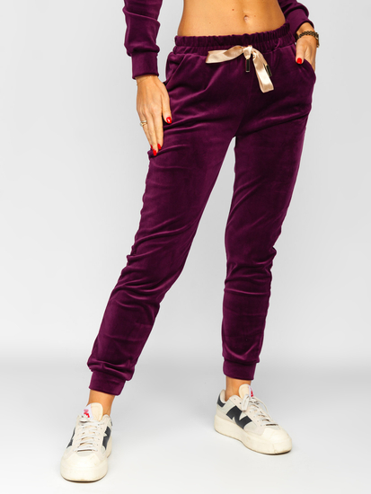 Chándal velour de dos piezas para mujer burdeos Bolf 8129