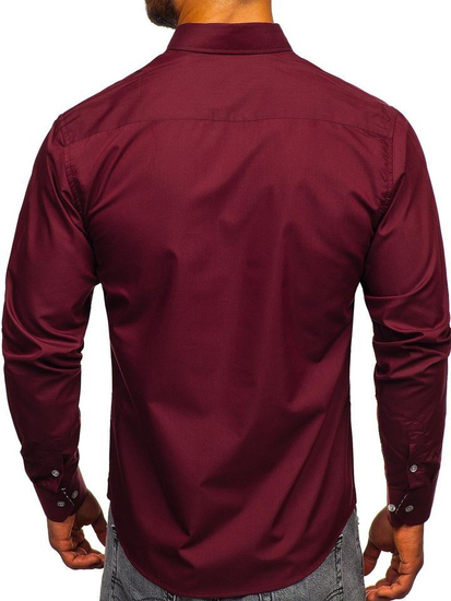 Camisa elegante de manga larga para hombre granate Bolf 4711