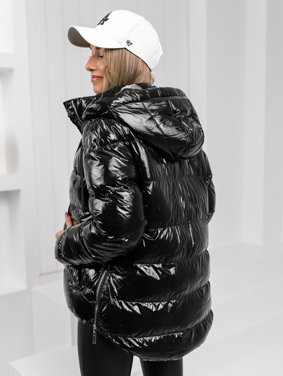Chaqueta acolchada de invierno con capucha para mujer negro Bolf 5M3172
