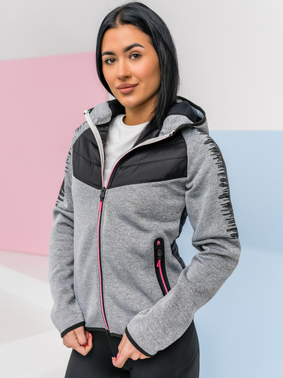 Chaqueta acolchada de entretiempo para mujer con capucha color gris Denley KSW4007