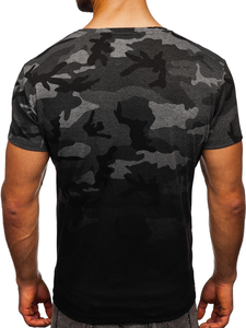 Camiseta para hombre grafito con estampado de camuflaje Bolf S808