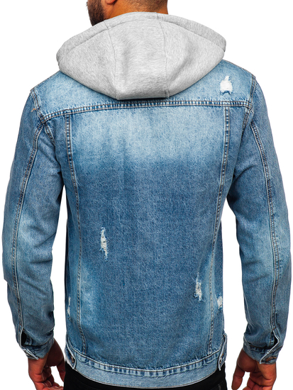 Chaqueta vaquera azul claro para hombre con capucha Bolf MJ505BC