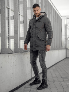 Chaqueta algodón de invierno parka para hombre grafito Bolf EX838A