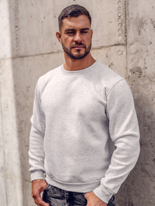Sudadera gruesa sin capucha para hombre gris claro Bolf 2001A