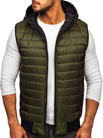 Chaleco acolchado de entretiempo para hombre con capucha color verde Denley MY88