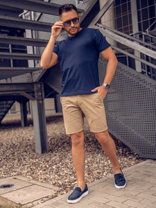 Camiseta lisa azul marino con cuello en V para hombre Bolf 192131A