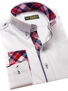 Camisa elegante de manga larga para hombre blanca Bolf 1758