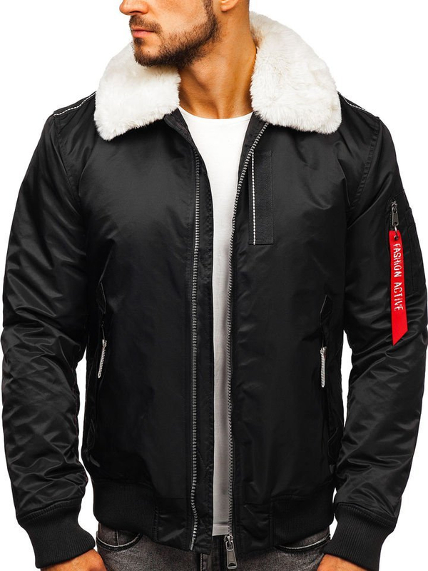Chaqueta de entretiempo aviador para hombre negro Bolf 1787