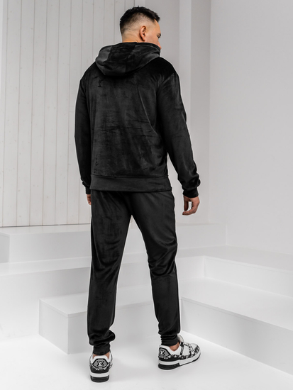 Chándal de velour con capucha para hombre negro Bolf 8C1538A1