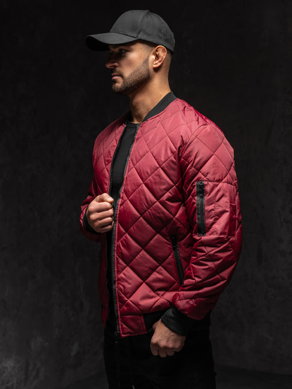 Chaqueta bomber acolchada de entretiempo para hombre burdeos Bolf MY-01A1