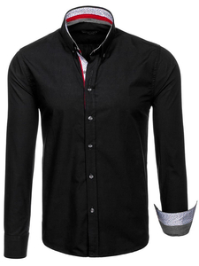 Camisa elegante de manga larga para hombre negra Bolf 8839