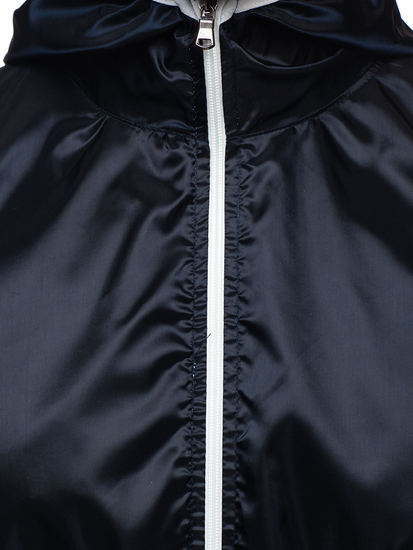 Chaqueta cortavientos de entretiempo con capucha para hombre azul oscuro BOLF 5060