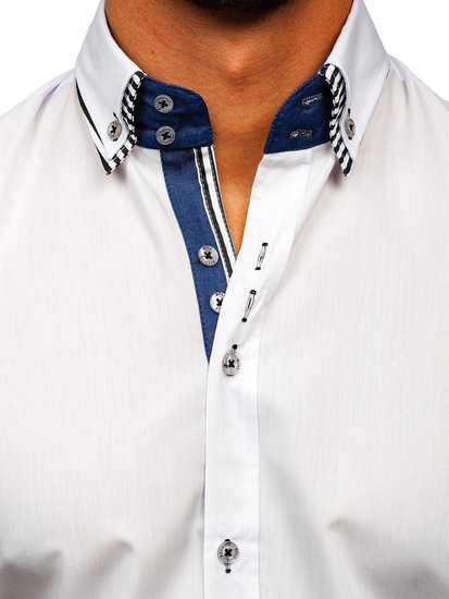 Camisa de manga corta para hombre blanco Bolf 2911-1