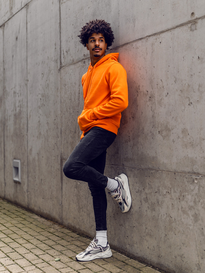 Sudadera tipo canguro con capucha para hombre naranja Bolf 2009A